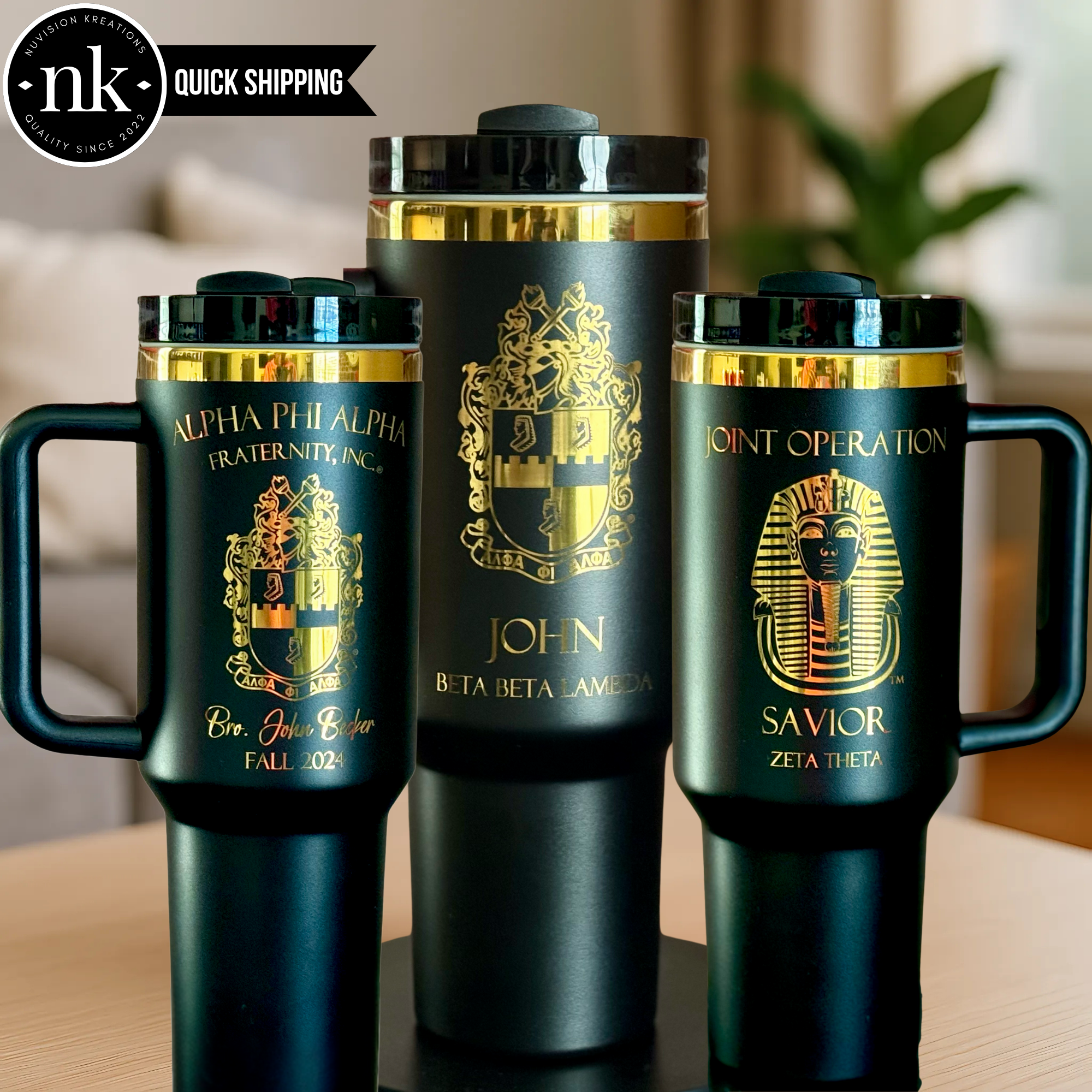 Custom Engraved Alpha Phi Alpha Tumbler – 40 oz