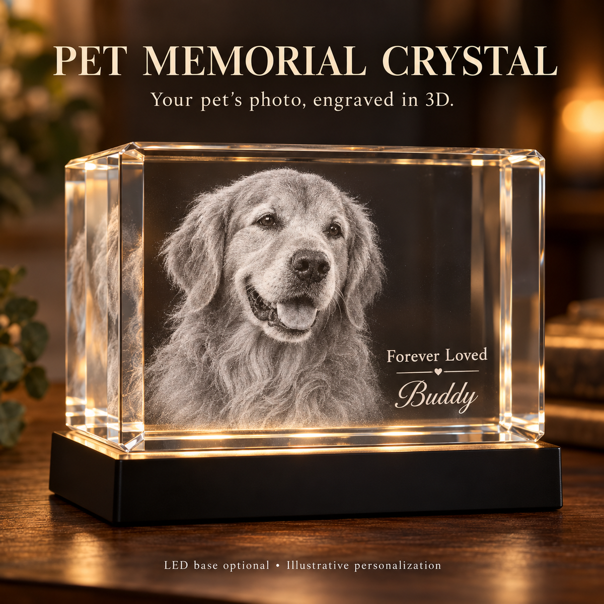 Custom 3D Engraved Pet Photo Crystal