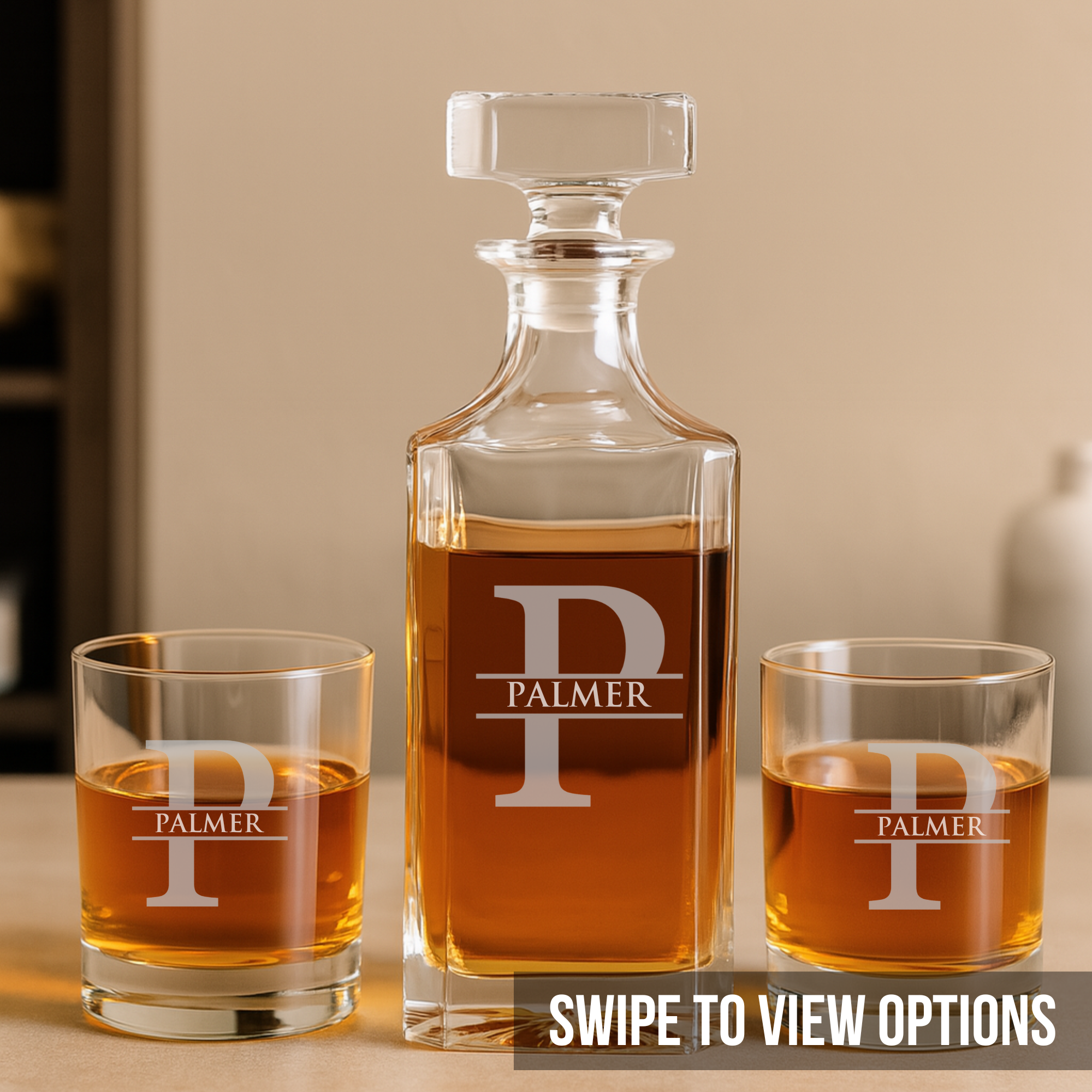 Custom Engraved Whiskey Decanter Set