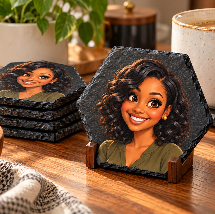 Personalized Photo Slate Coasters | Full-Color UV Printed