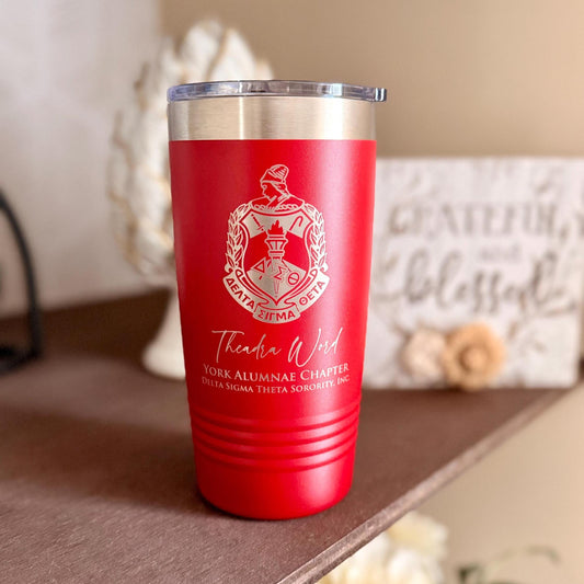 Delta Sigma Theta Custom Engraved Tumbler - 20 oz - nuvisionkreations