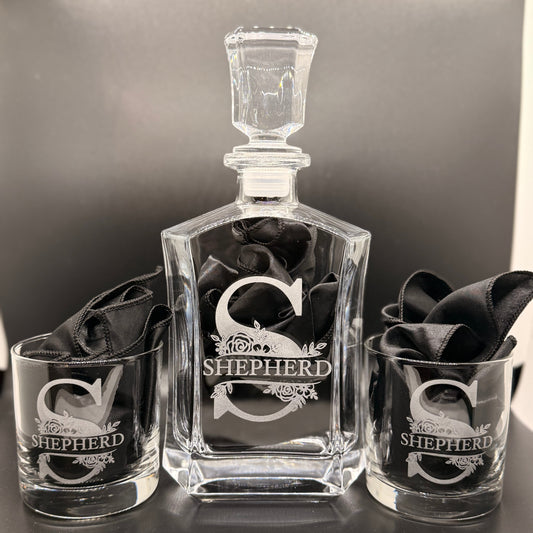 Signature Style Custom Monogram Decanter Set