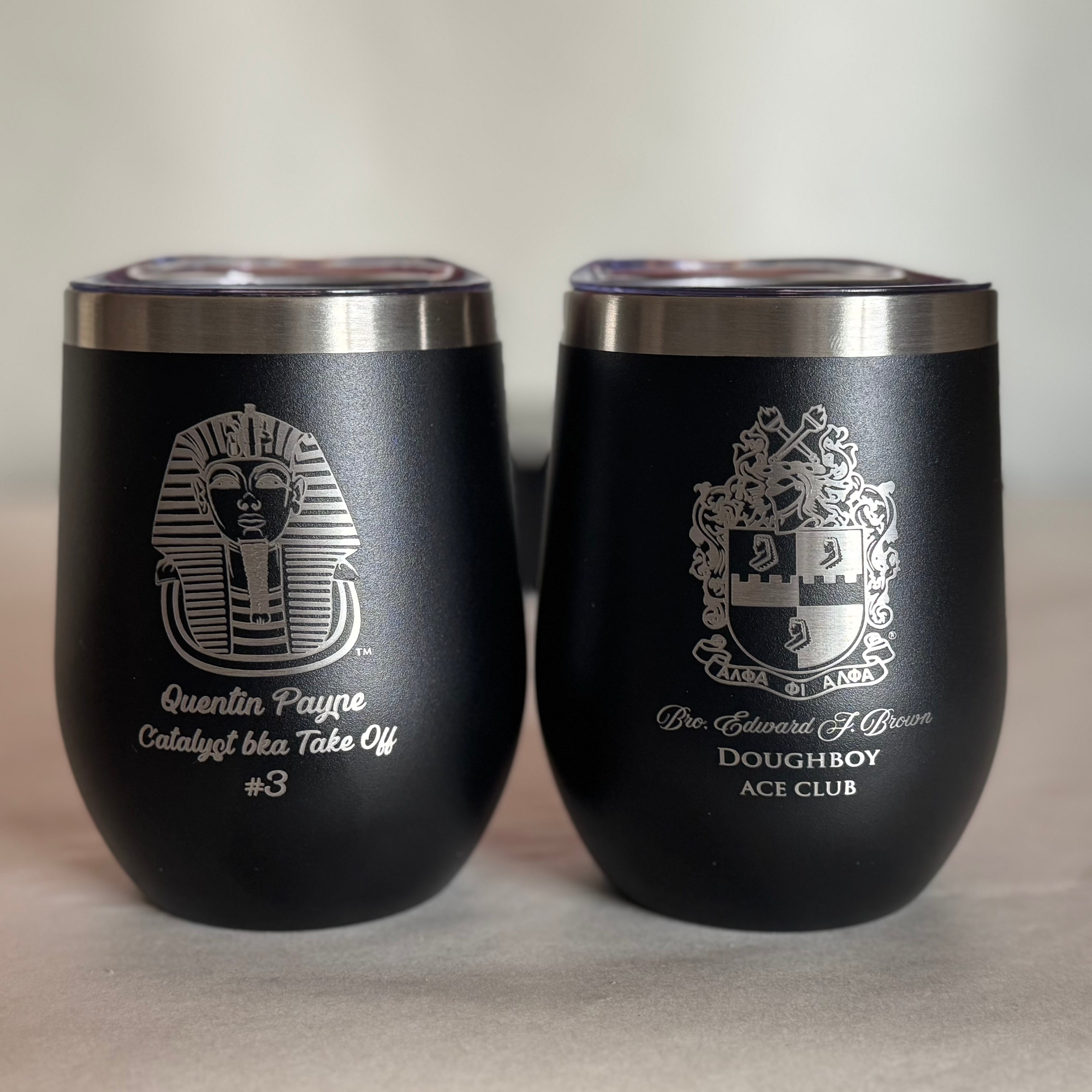 Custom Engraved Alpha Phi Alpha Wine Tumbler – 12 oz