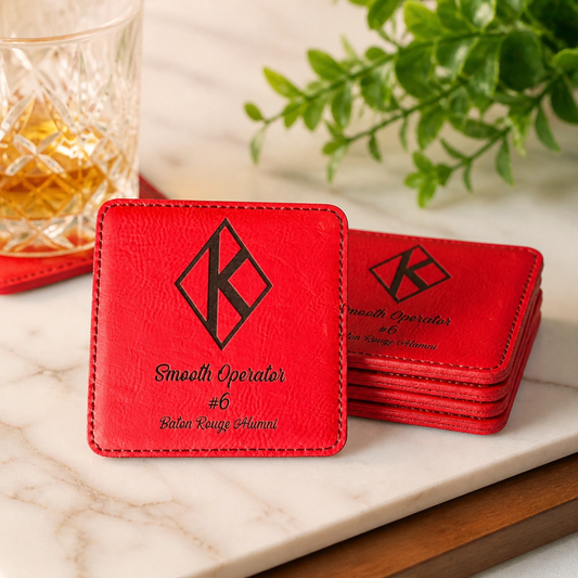 Red Kappa Alpha Psi Leather Coasters