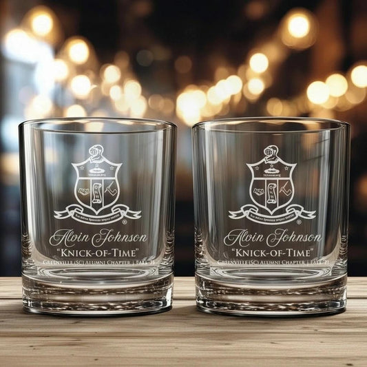 Kappa Alpha Psi Custom Engraved Lowball Glasses - nuvisionkreations