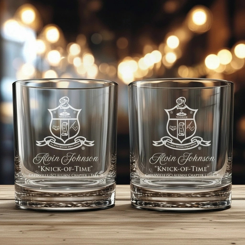 Kappa Alpha Psi Custom Engraved Lowball Glasses - 10.5oz