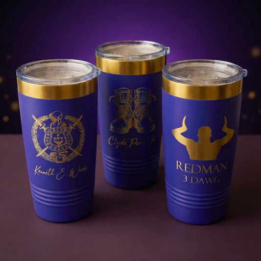 Omega Psi Phi Custom Engraved Tumbler - 20 oz - nuvisionkreations