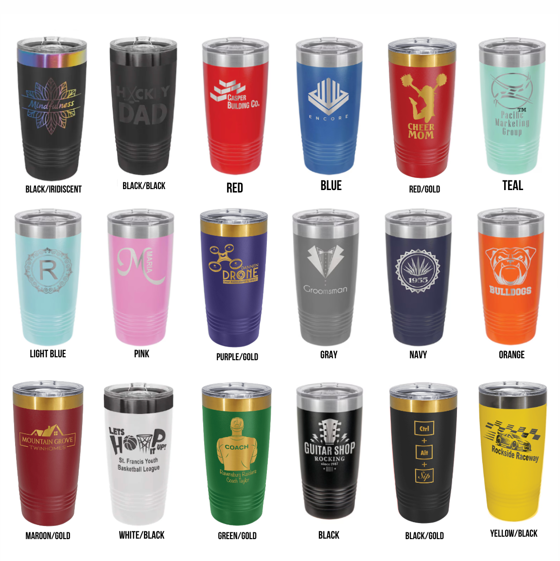 20 oz Custom Engraved Greek Letters Tumbler