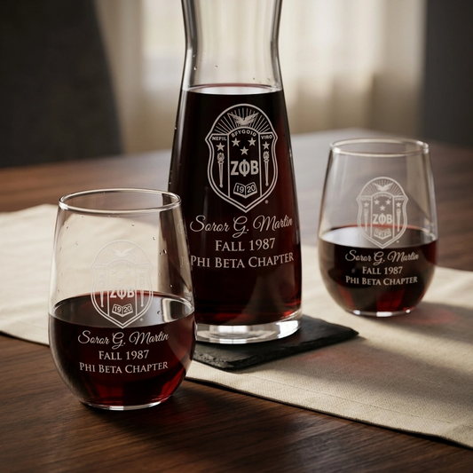 Zeta Phi Beta Custom Engraved Wine Decanter Set