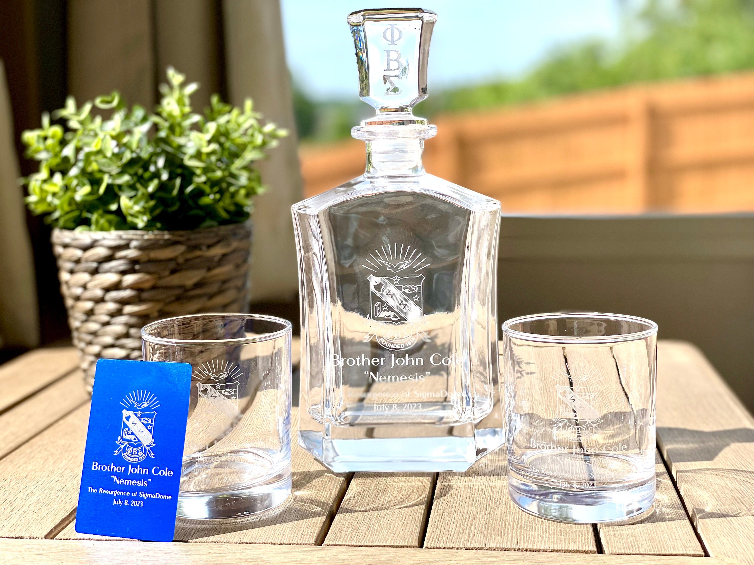 Phi Beta Sigma Custom Engraved Decanter Set - nuvisionkreations