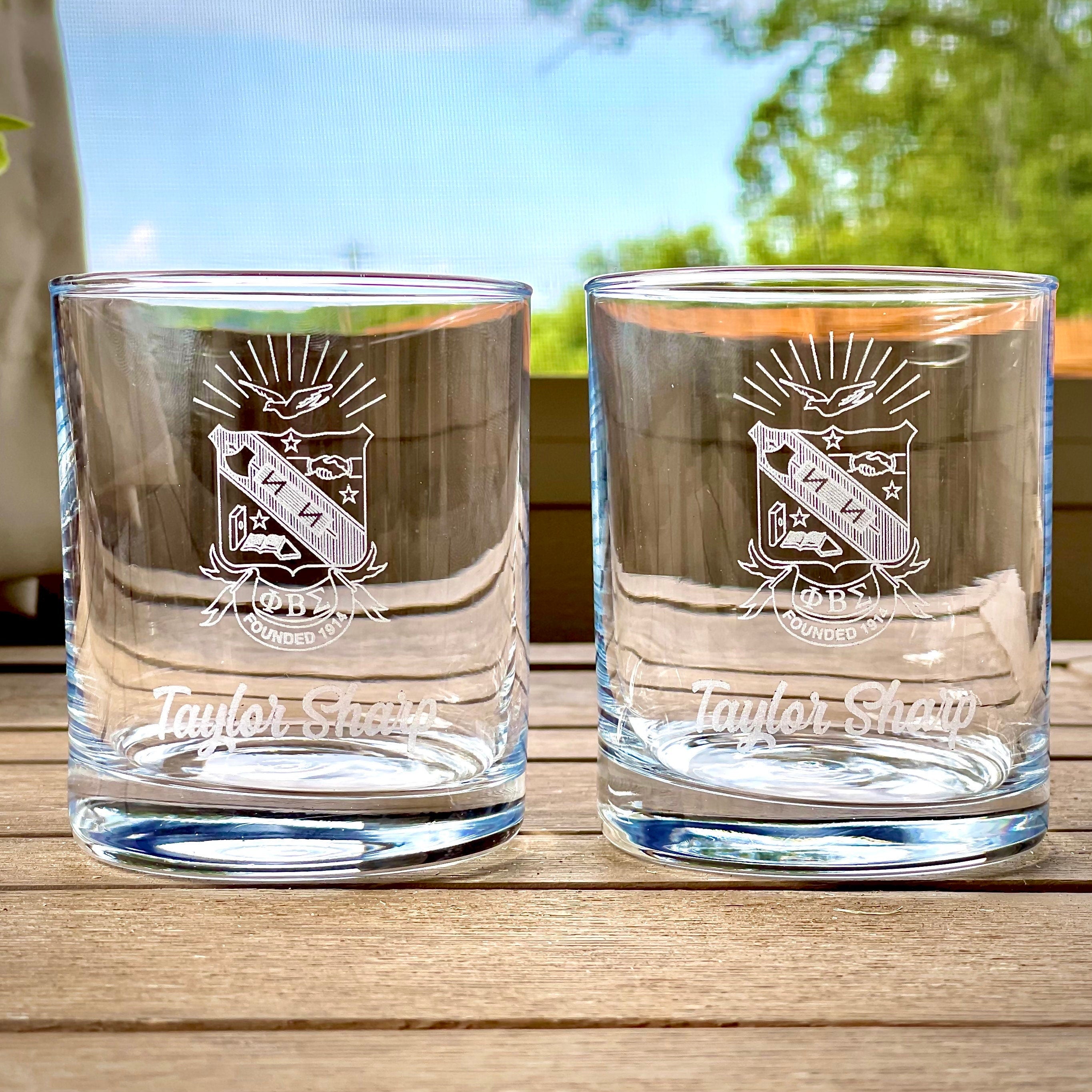 Custom Engraved Phi Beta Sigma Rocks Glass (10.5 oz) - nuvisionkreations