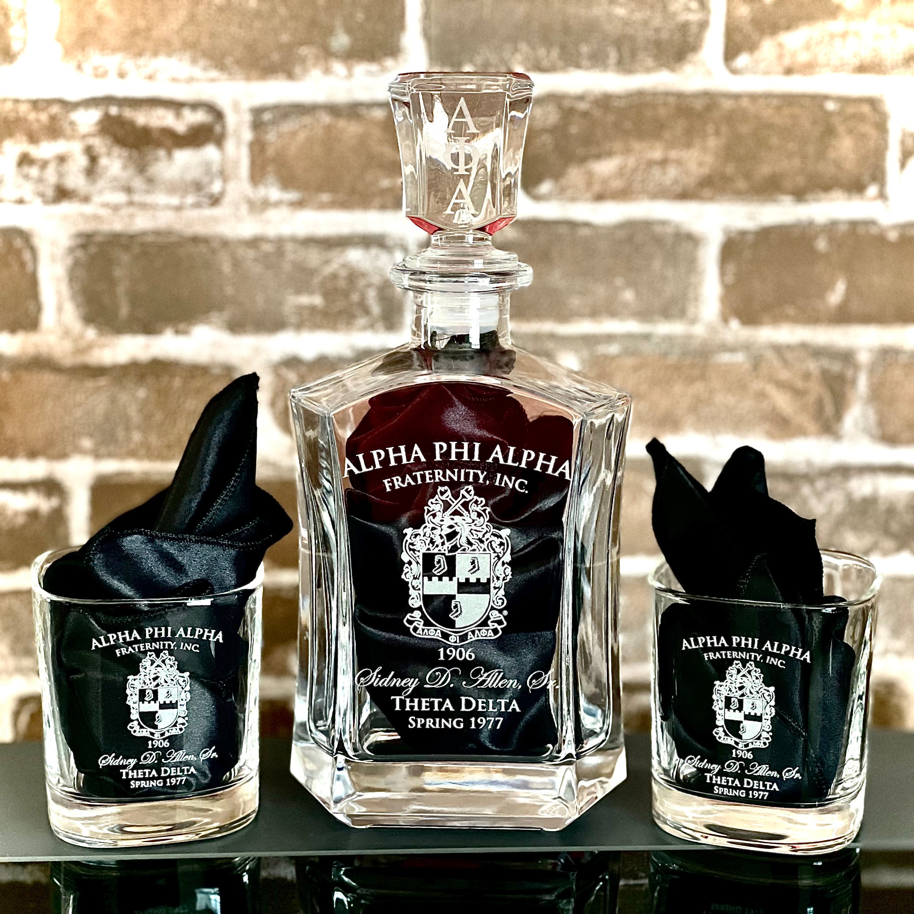 Custom Engraved Alpha Phi Alpha Decanter Set