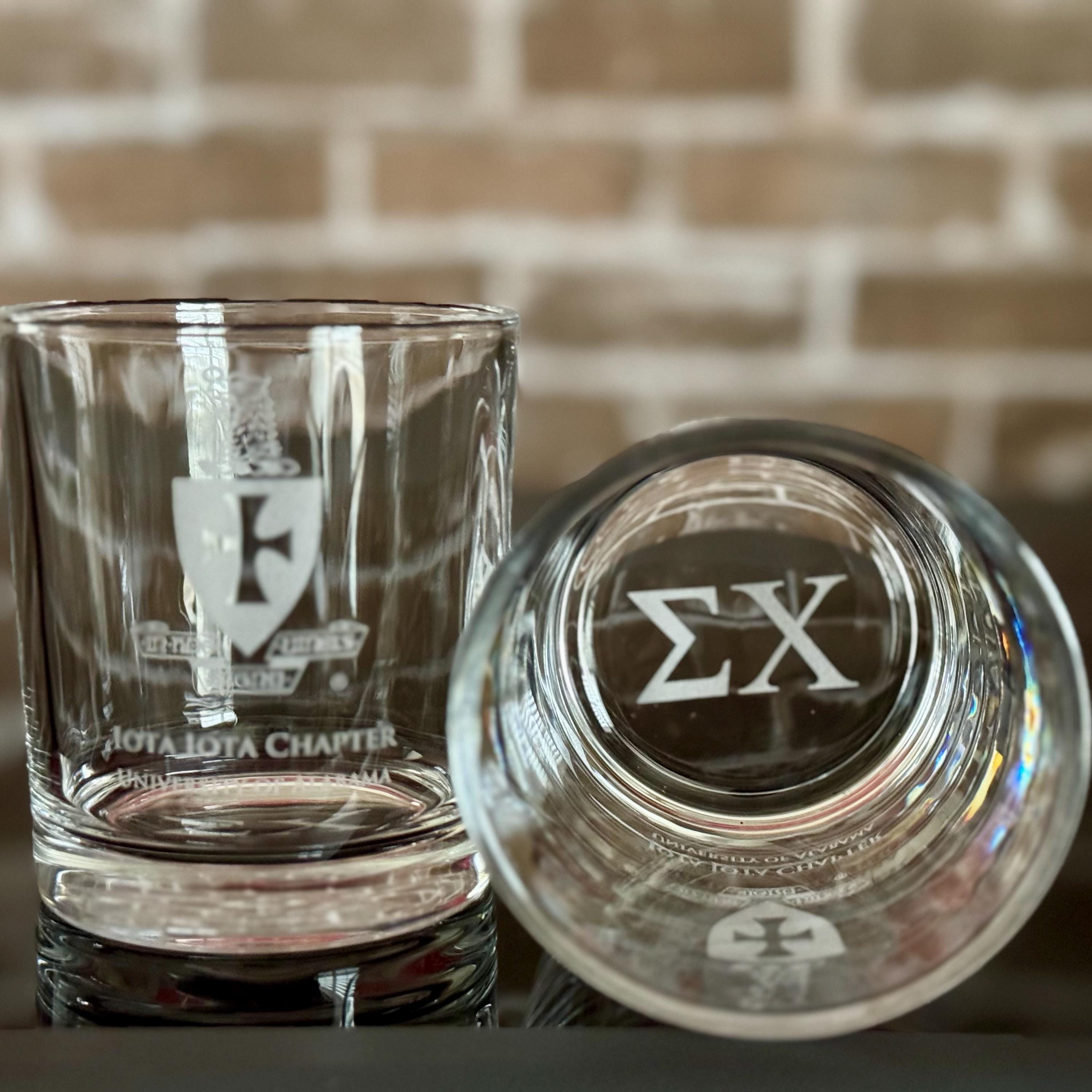 Custom Fraternity Engraved Whiskey Glass | Gift for Greek | Personalized Greek Drinking Glasses | Custom Mason Glasses - nuvisionkreations