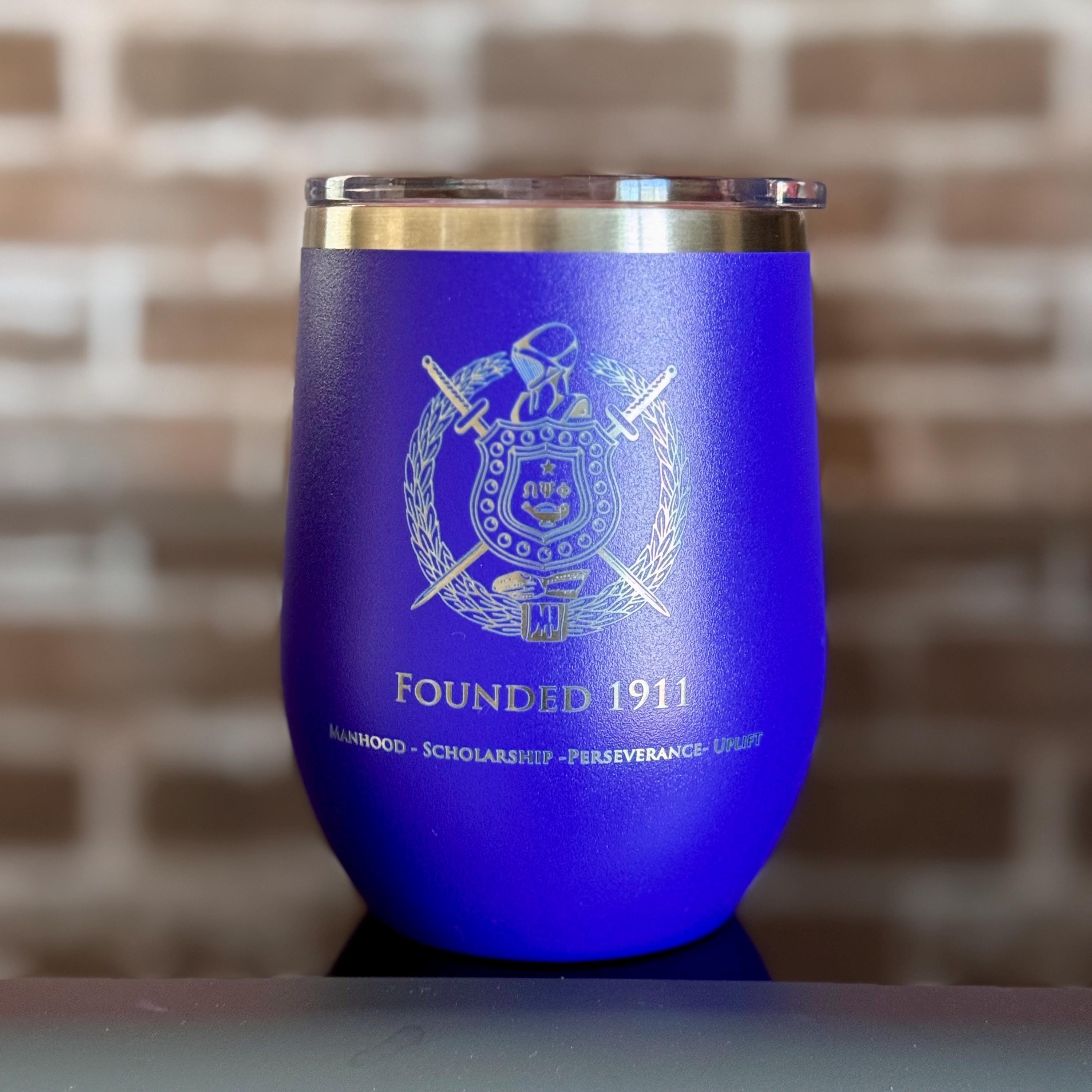 Custom Engraved Omega Psi Phi Wine Tumbler – 12 oz - nuvisionkreations