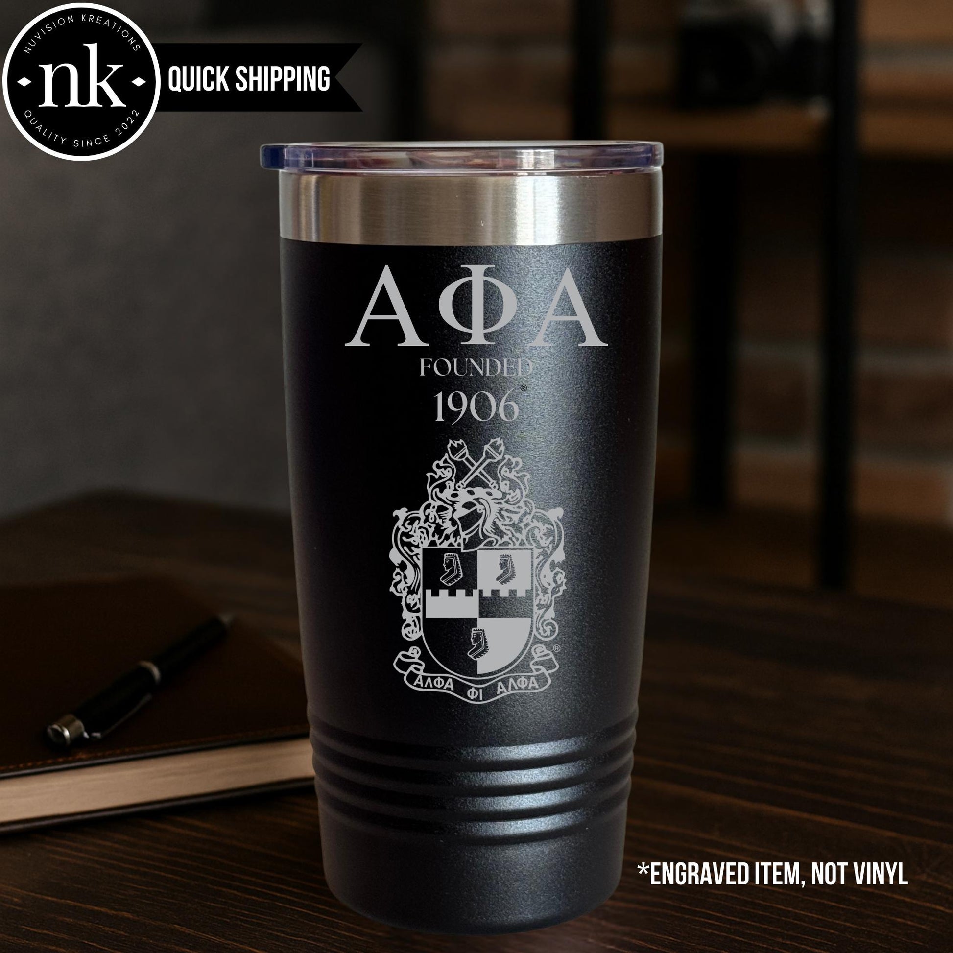 Custom Engraved Alpha Phi Alpha Cup (20 oz)