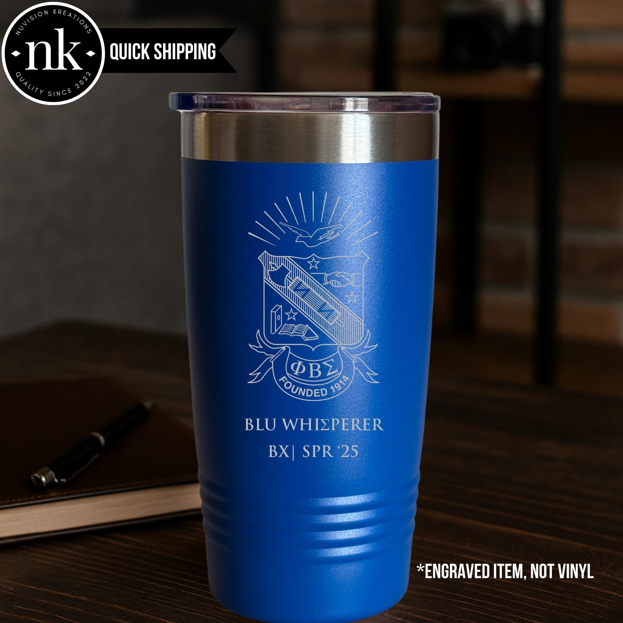 Phi Beta Sigma Custom Engraved Tumbler - 20 oz - nuvisionkreations