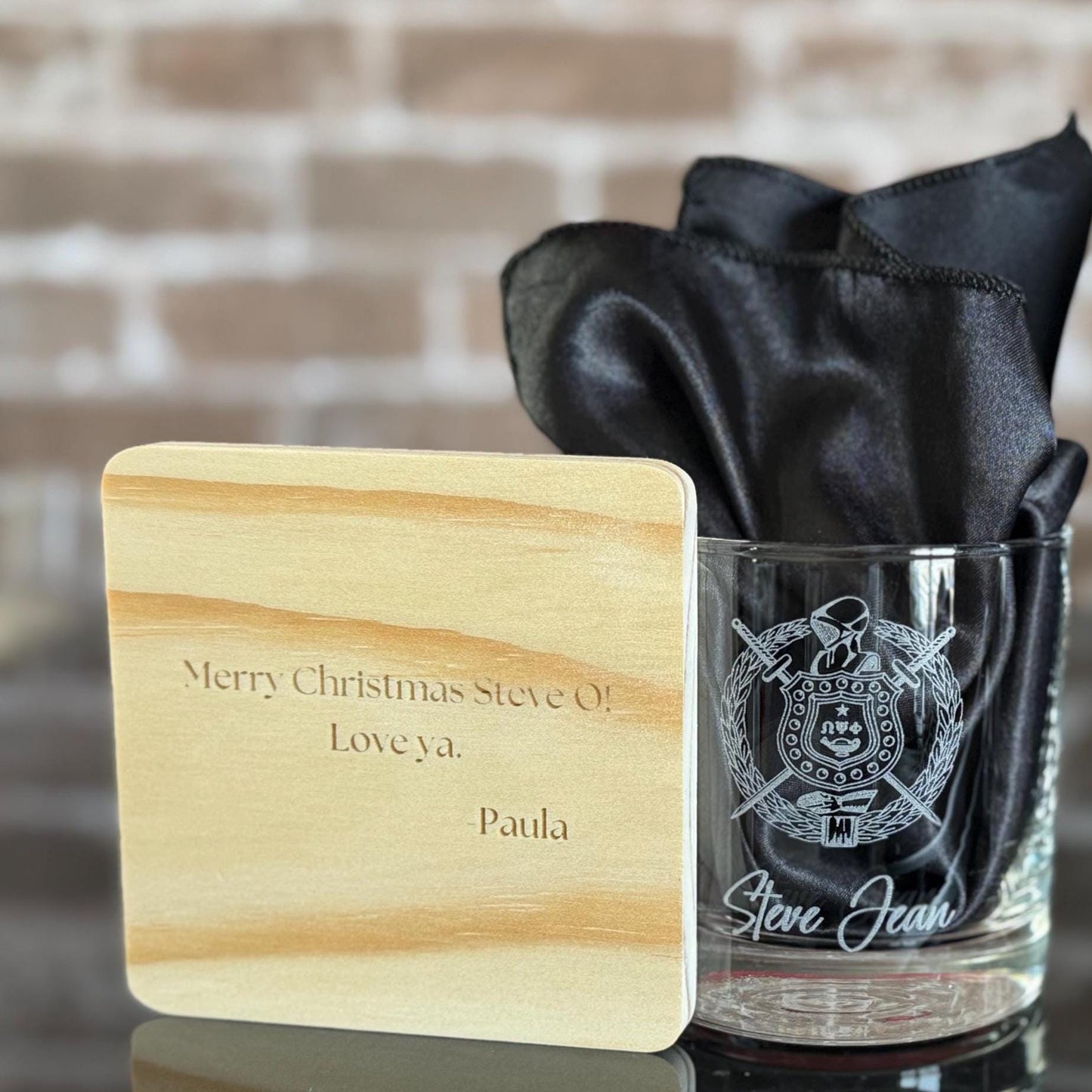 Omega Psi Phi Custom Engraved Lowball Glasses - nuvisionkreations