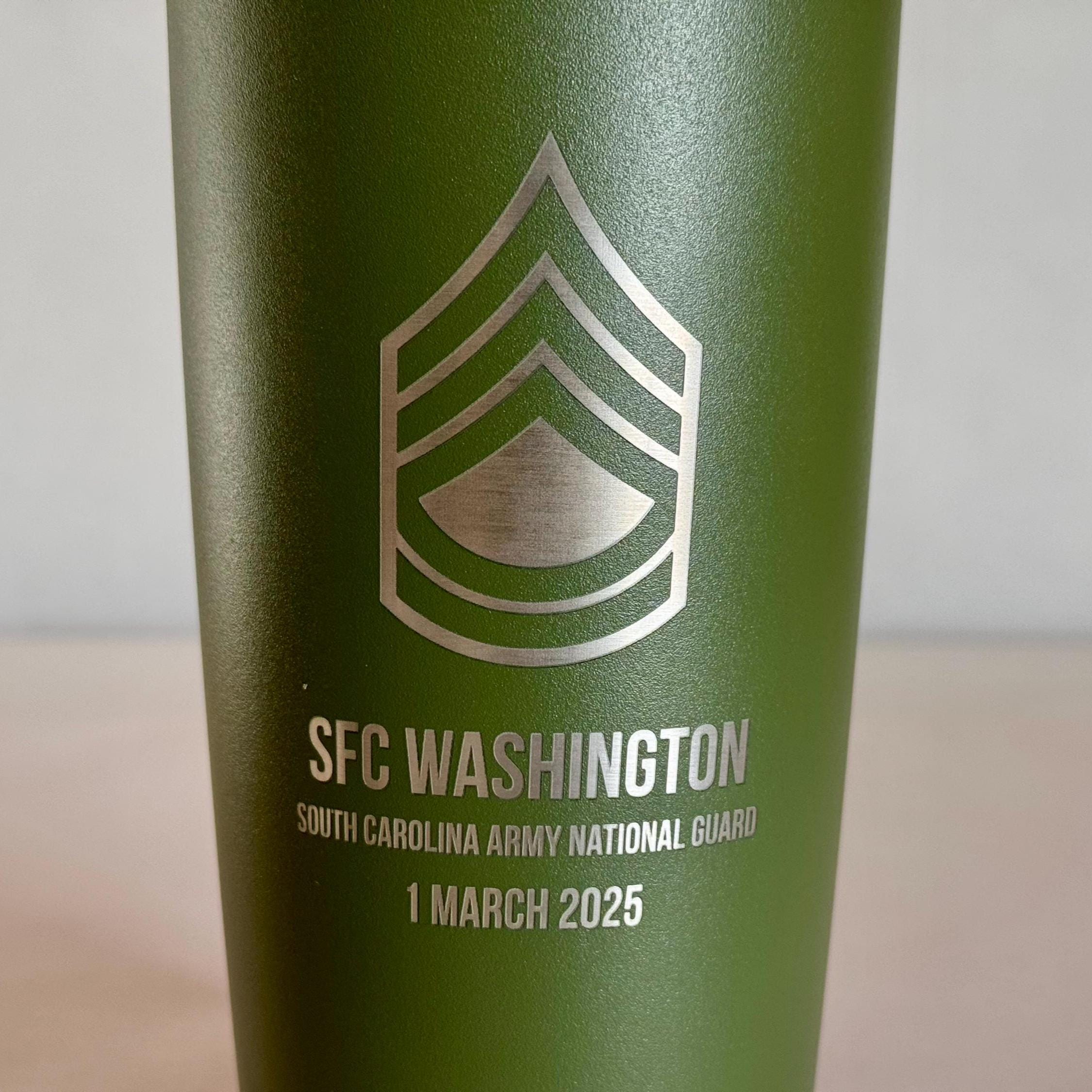 Custom Military Tumbler with Name & Rank – Personalized Engraved Gift for Army, Navy, Air Force, Marines, Coast Guard, Veterans