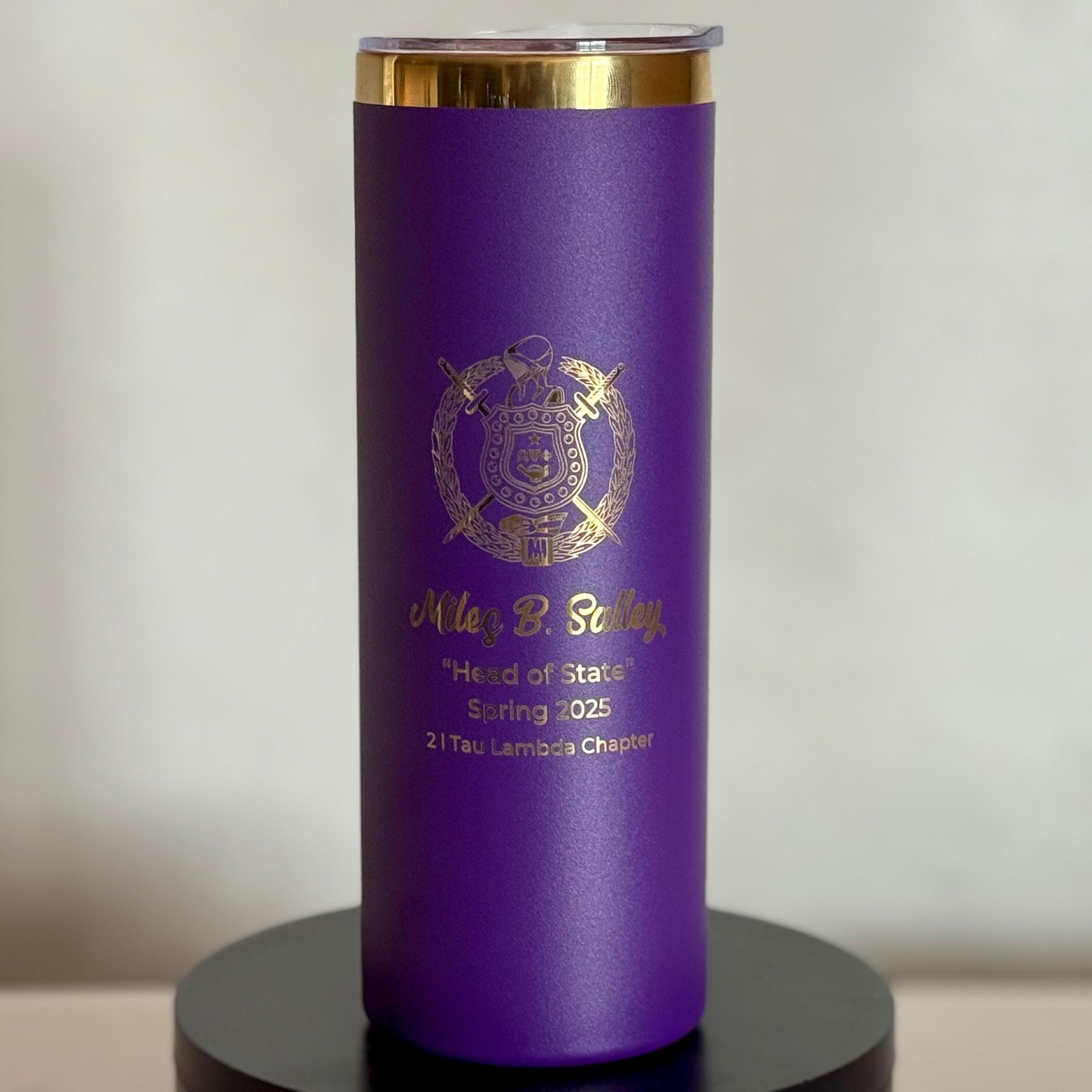 Omega Psi Phi Custom Engraved Skinny Tumbler – 20 oz - nuvisionkreations