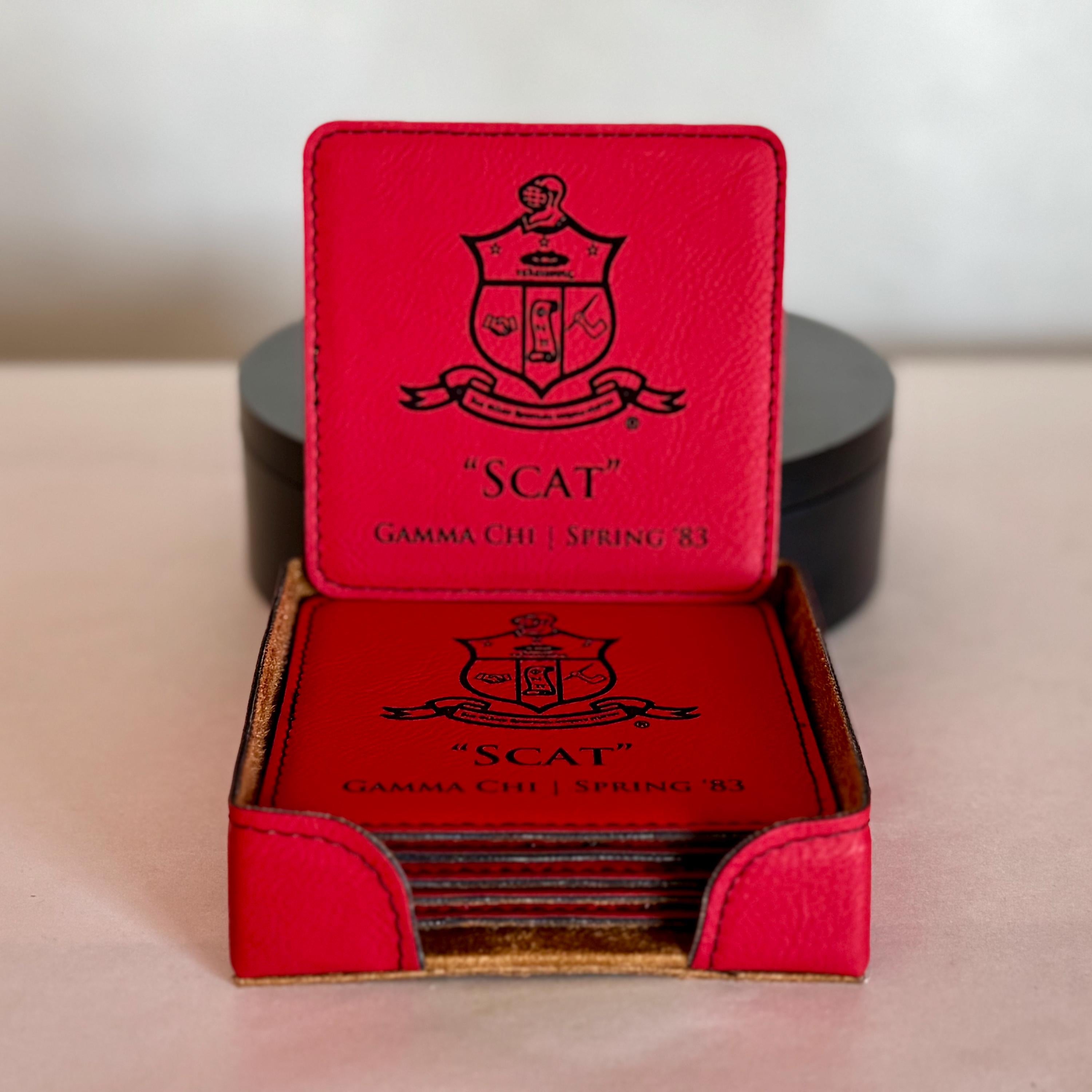 Custom Engraved Kappa Alpha Psi Coaster Set - nuvisionkreations