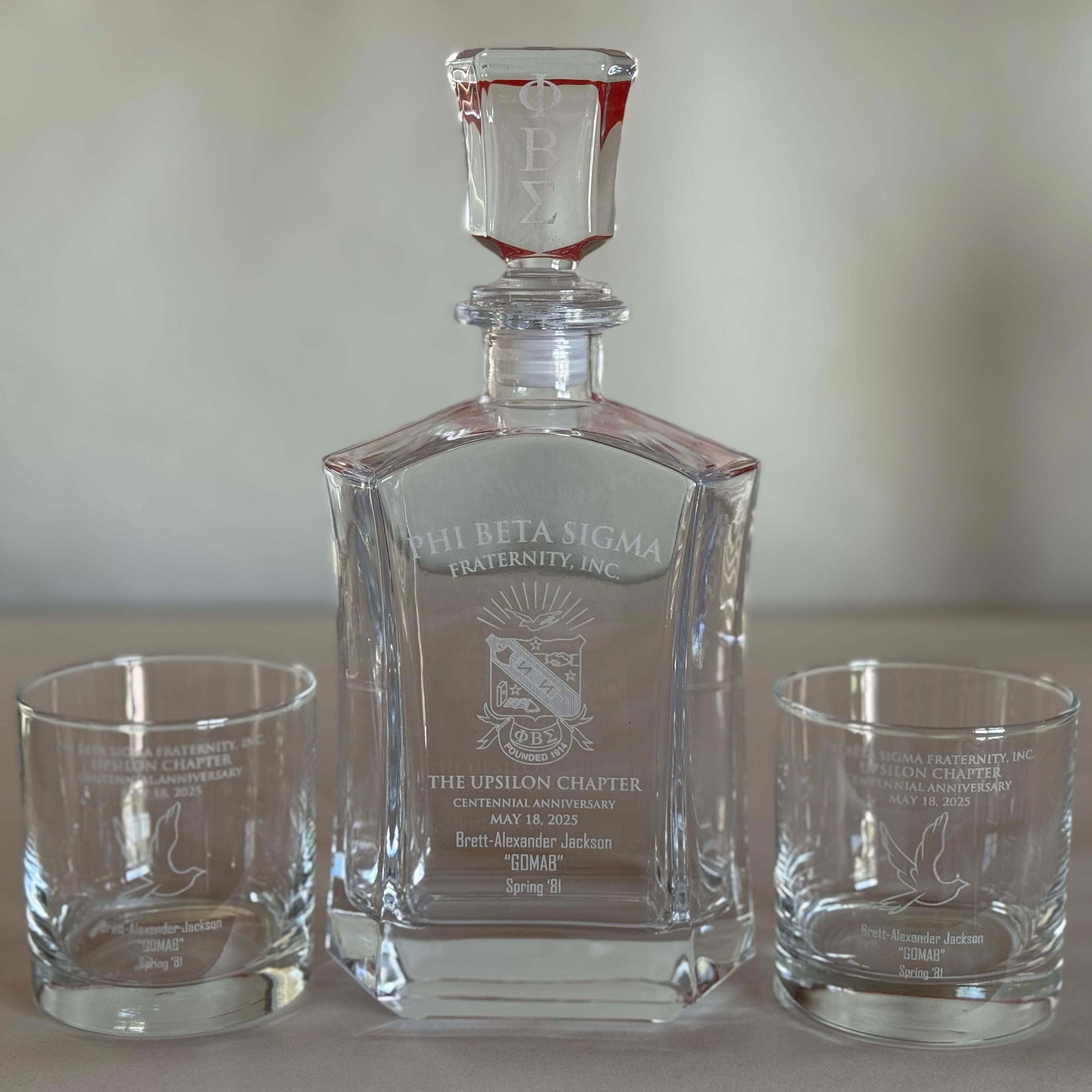Phi Beta Sigma Custom Engraved Decanter Set - nuvisionkreations