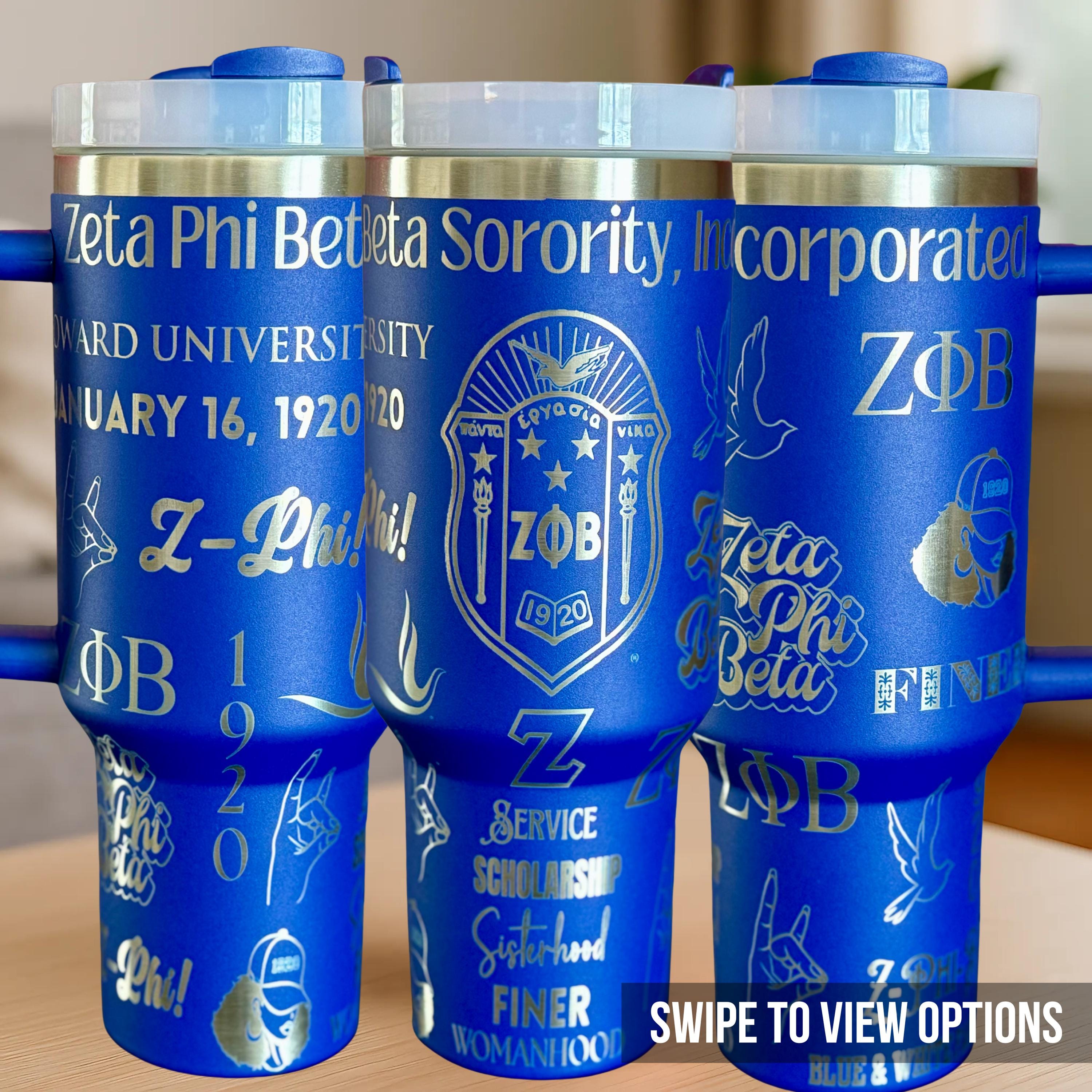 Zeta Phi Beta Custom Engraved Tumbler (Full Wrap) - 40 oz - nuvisionkreations
