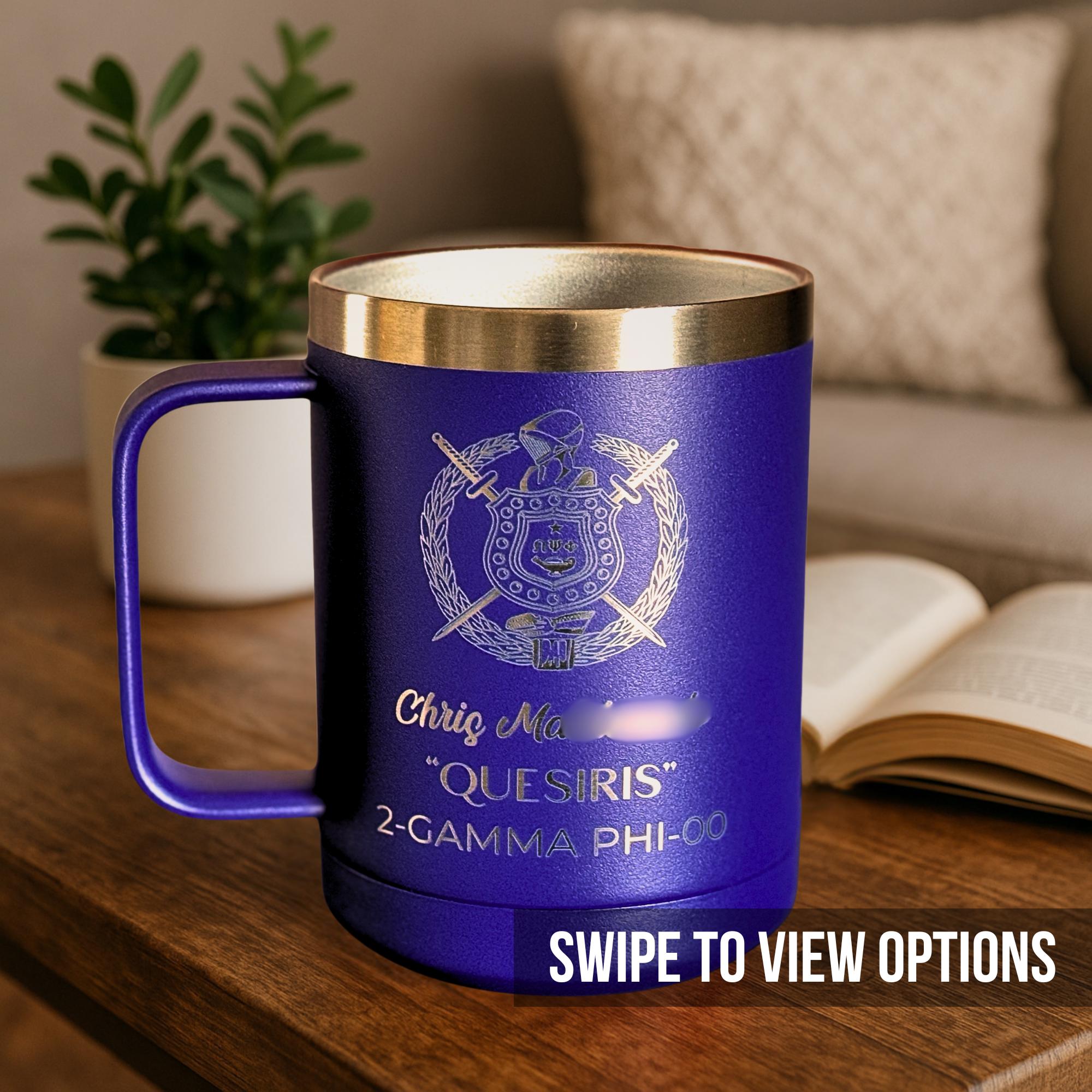 Custom Engraved Omega Psi Phi Coffee Mug – 15 oz - nuvisionkreations