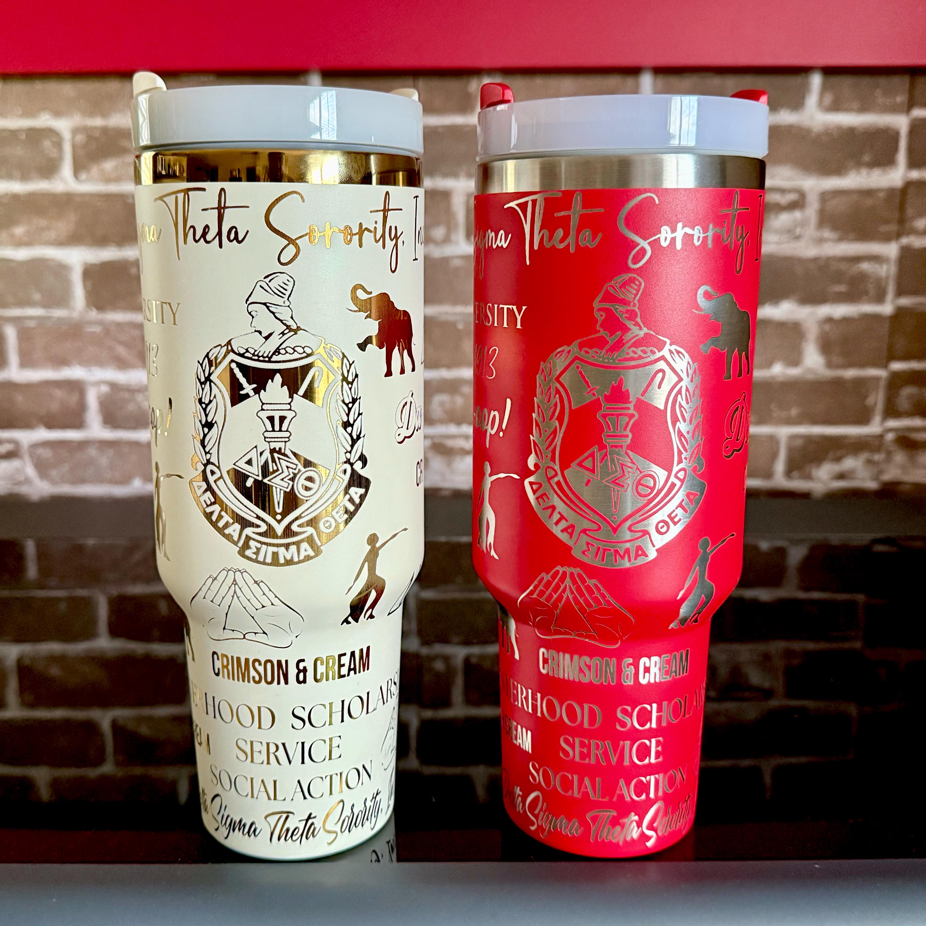 Delta Sigma Theta Custom Engraved Tumbler (Full Wrap) - 40oz - nuvisionkreations