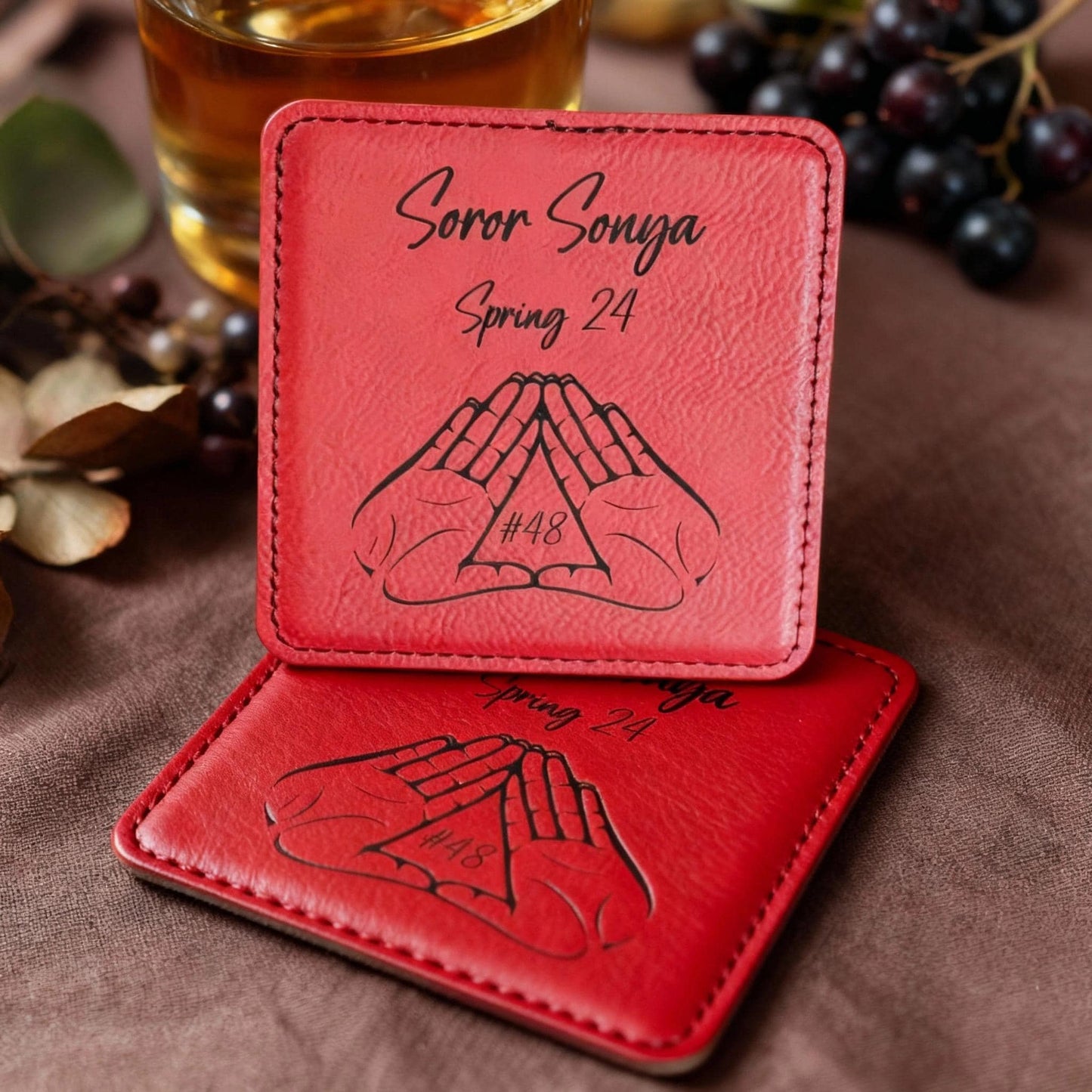 Custom Engraved Delta Sigma Theta Coaster Set - nuvisionkreations