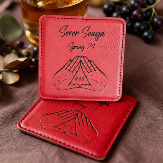 Custom Engraved Delta Sigma Theta Coaster Set - nuvisionkreations