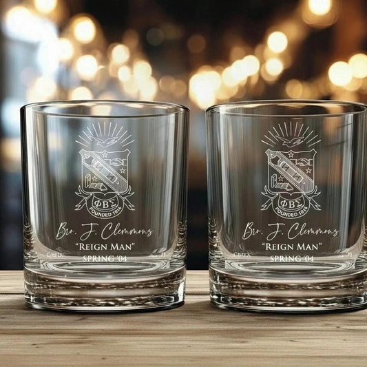 Phi Beta Sigma Custom Engraved Lowball Glasses - nuvisionkreations
