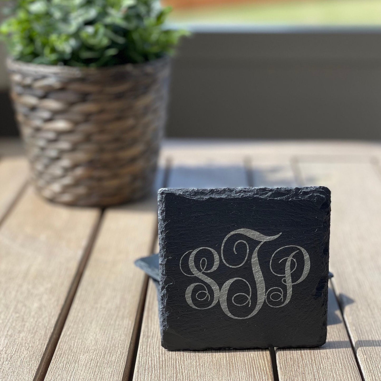 Custom Engraved Slate Coasters, Personalized Logo or Monogram, Housewarming Gift, Business Coasters - nuvisionkreations