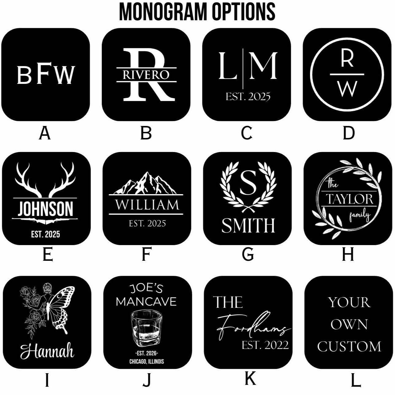 Custom Engraved Slate Coasters, Personalized Logo or Monogram, Housewarming Gift, Business Coasters - nuvisionkreations
