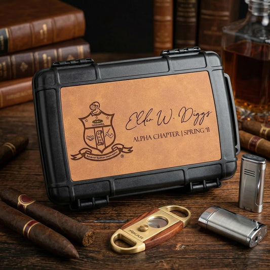 Kappa Alpha Psi Travel Cigar Case, Engraved Leatherette Top, Crush Proof Waterproof Airtight Case - nuvisionkreations