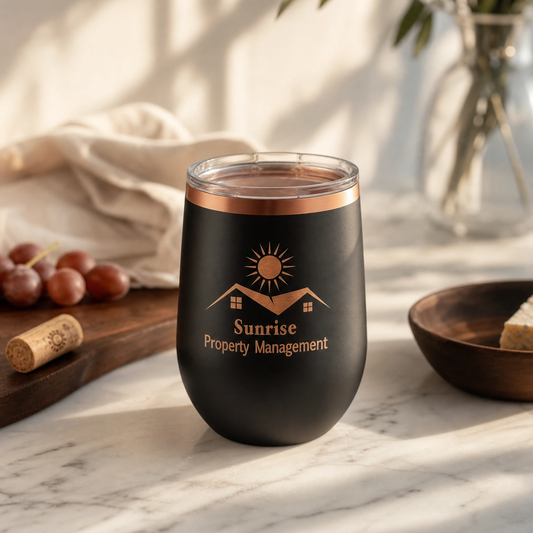 Custom engraved 12oz stainless wine tumbler — personalized gift