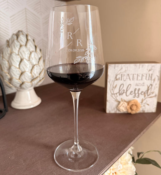 Custom Engraved Bordeaux Wedding Glasses