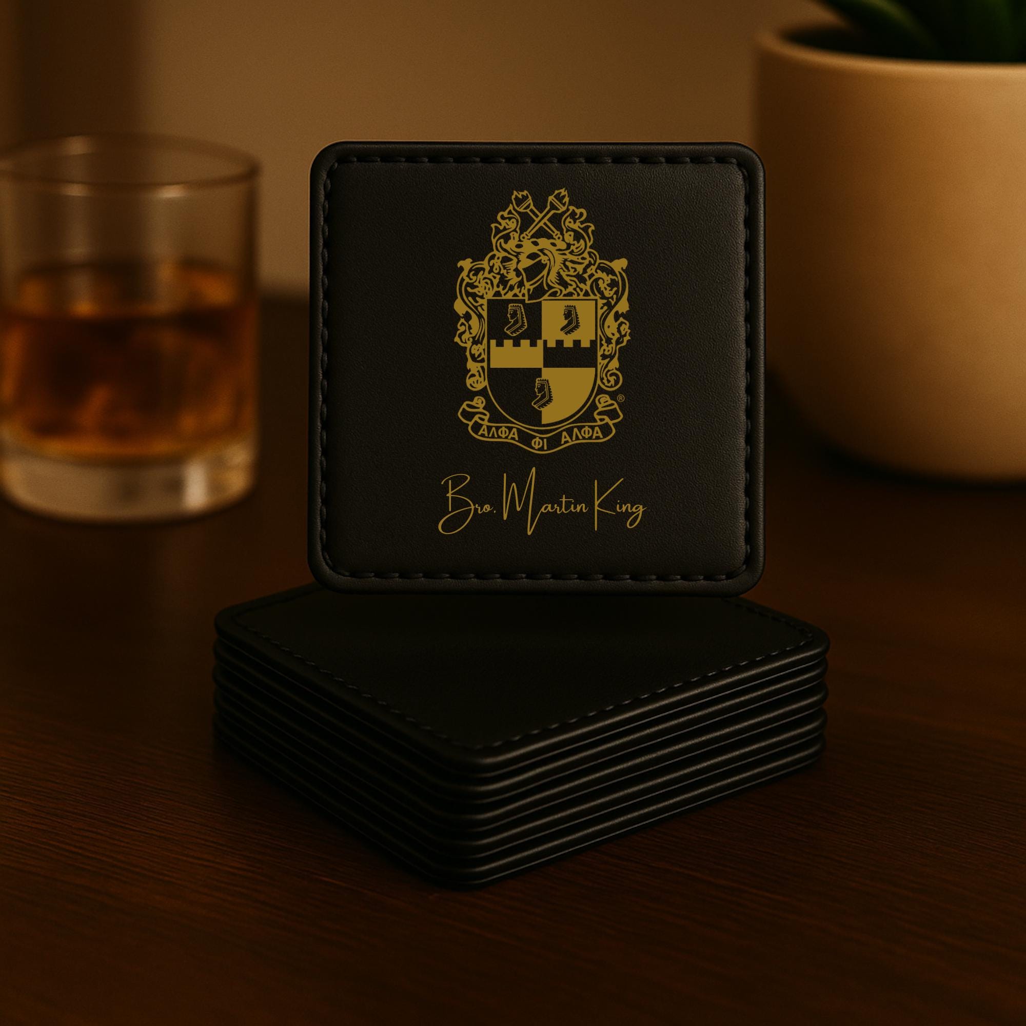 Custom Engraved Alpha Phi Alpha Fraternity Coasters