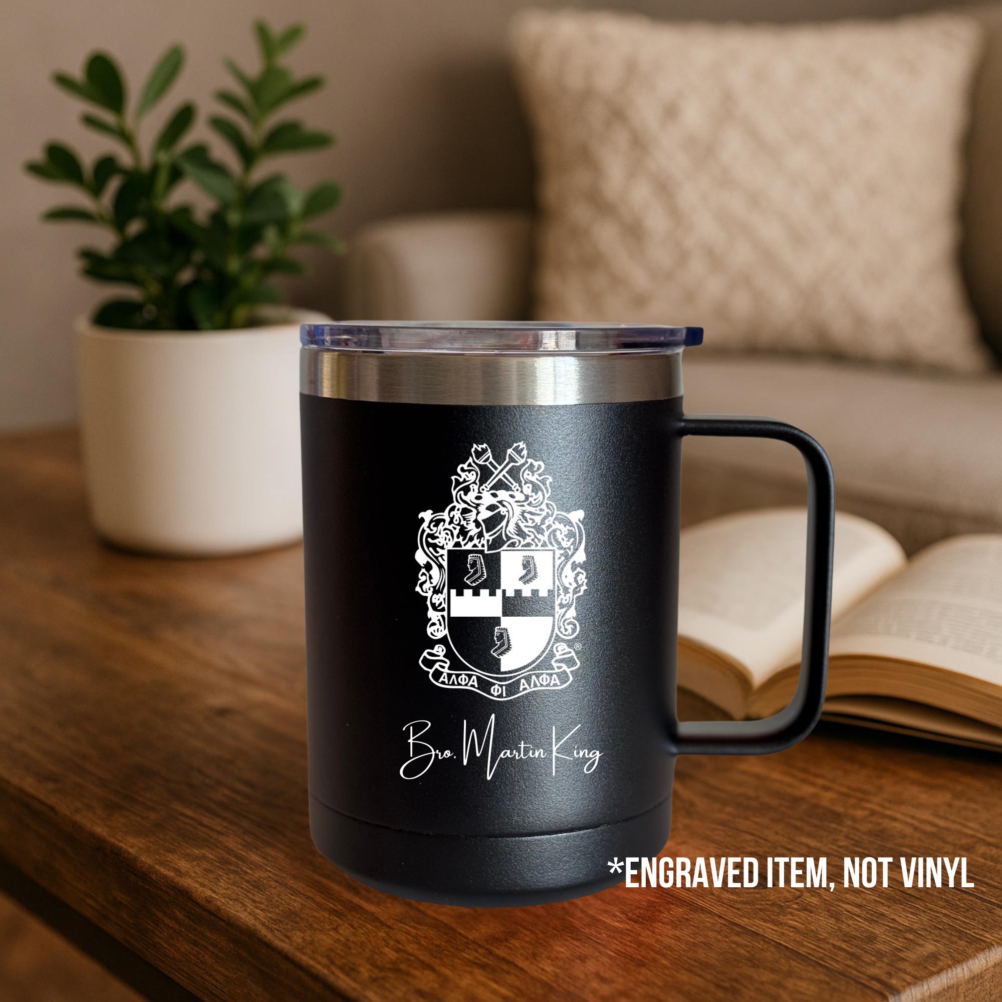 Custom Engraved Alpha Phi Alpha Cup, Alpha Coffee Mug (15 oz)