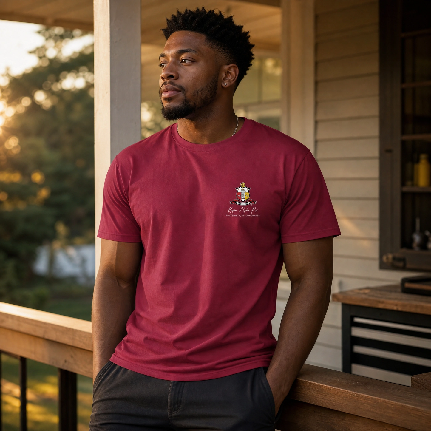 Kappa Alpha Psi COA Softstyle Tee | Minimalist Fraternity T-Shirt (Red)