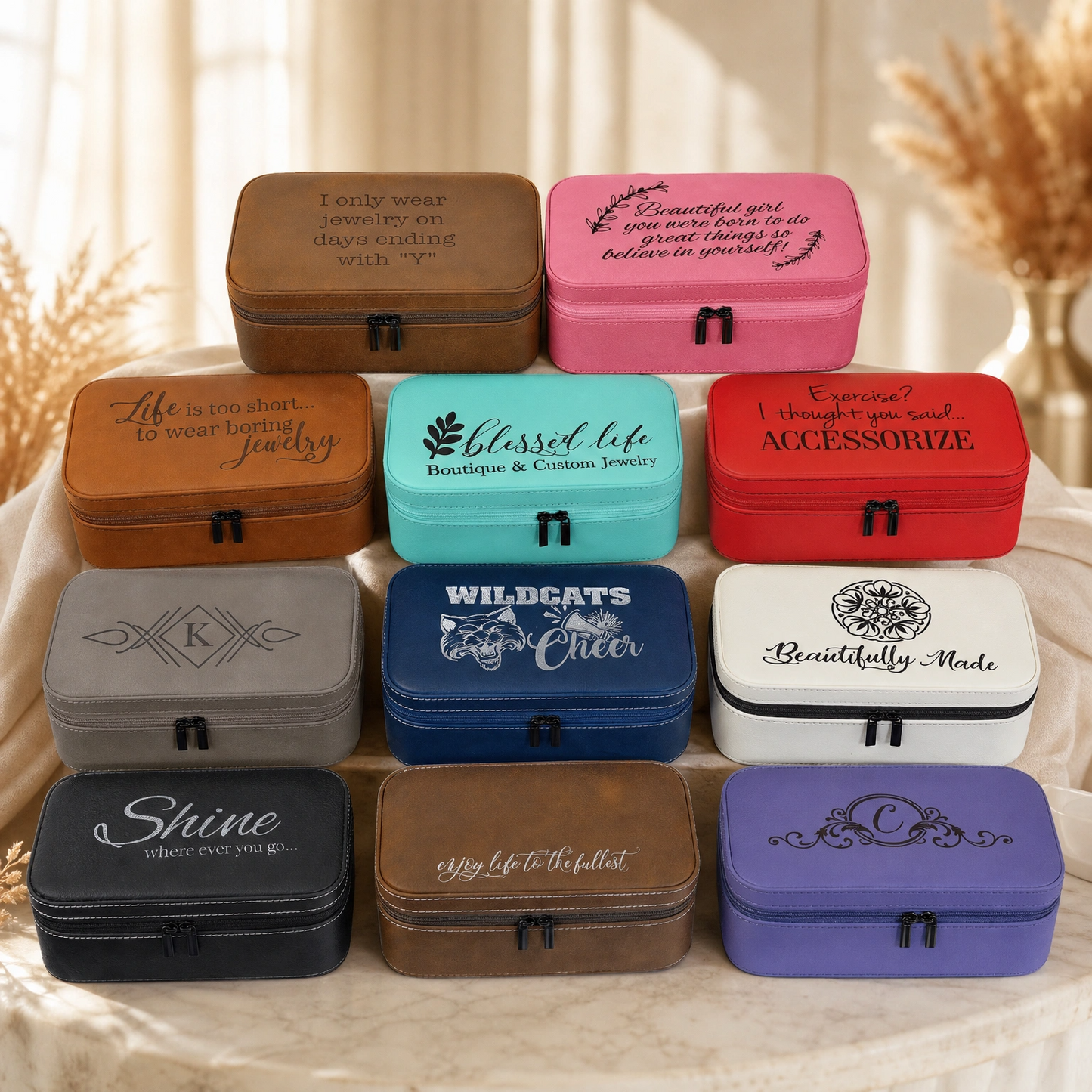 Custom Engraved Leatherette Jewelry Case