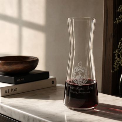 Delta Sigma Theta Custom Engraved Executive Bar Set — Decanter & Catch-All Tray