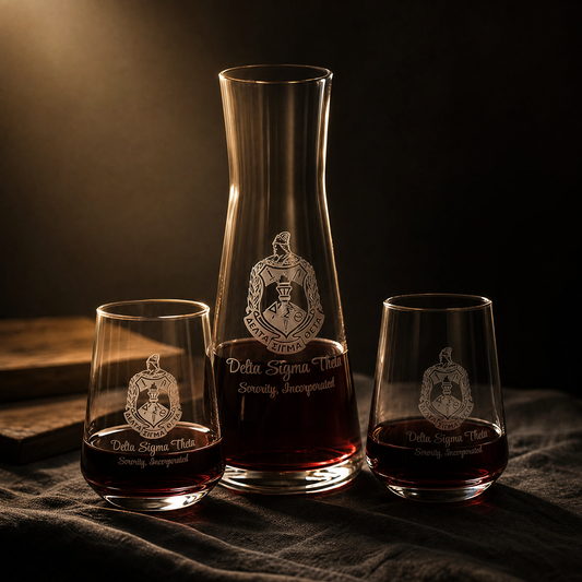 Delta Sigma Theta Custom Engraved Stemless Wine Glasses (14 oz)