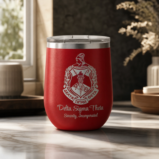 Delta Sigma Theta Custom Engraved 12oz Wine Tumbler