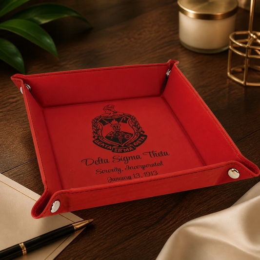 Delta Sigma Theta Custom Engraved Leatherette Catchall Tray