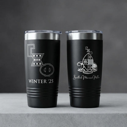 Gamma Xi Phi 20oz Tumbler, Engraved Crest Design, Personalized Back Text Option, Fraternity Gift - nuvisionkreations
