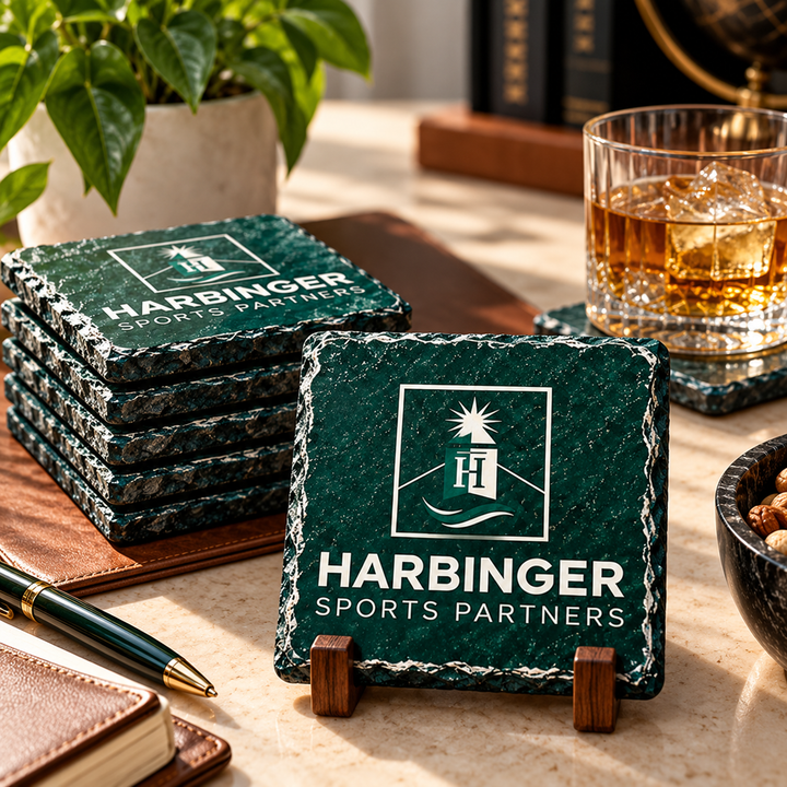 Custom Logo Slate Coasters | Full-Color UV Printed