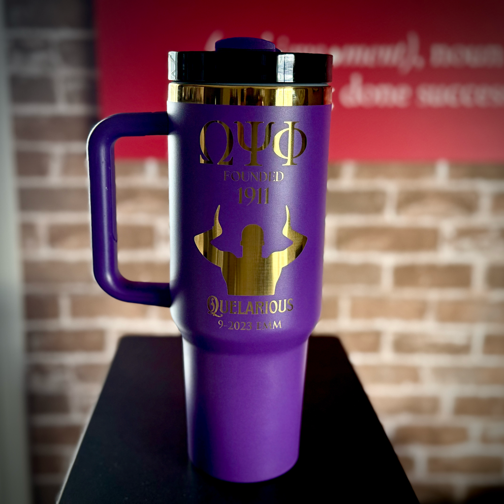 Omega Psi Phi Custom Engraved Tumbler – 40 oz