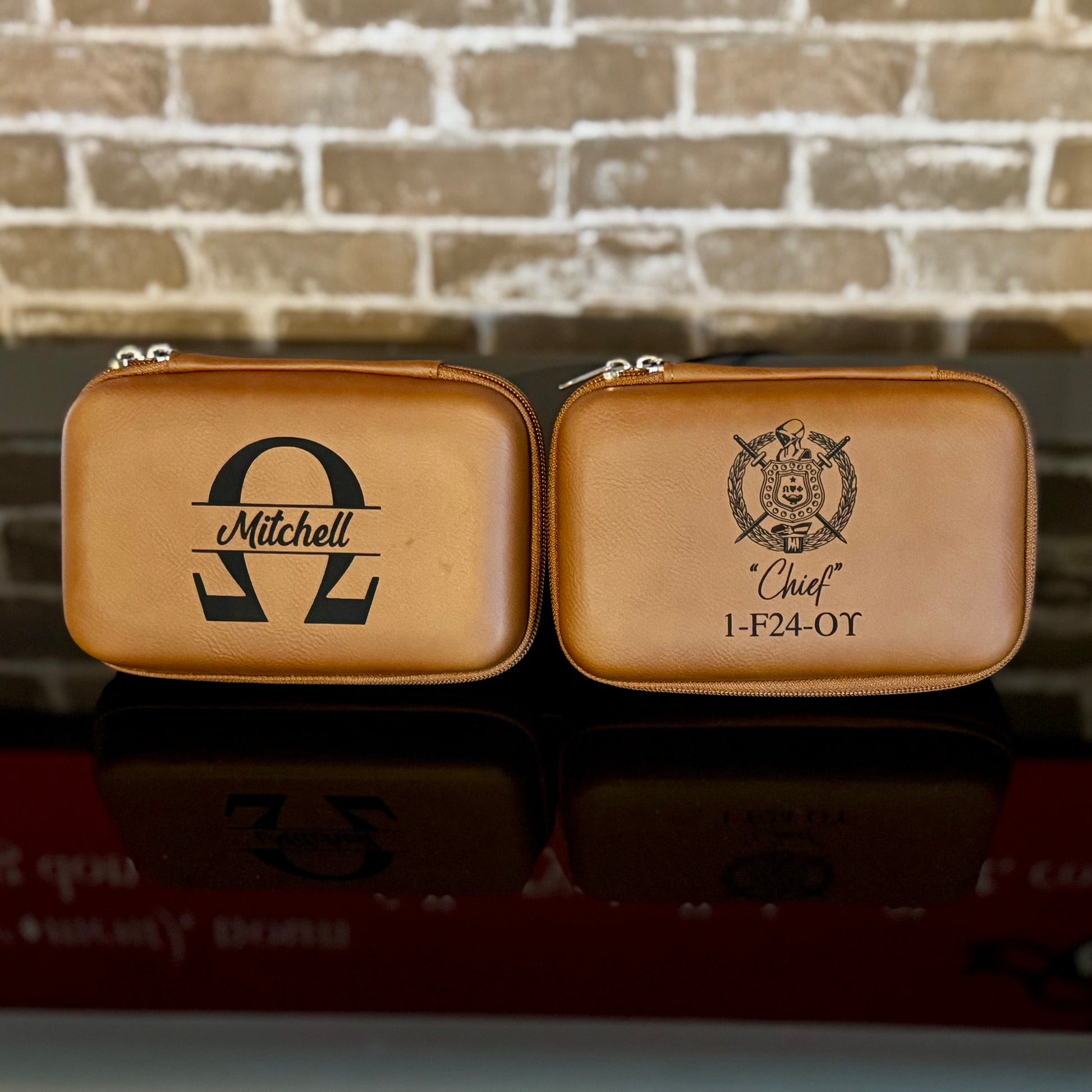 Custom Engraved Omega Psi Phi Cigar Case