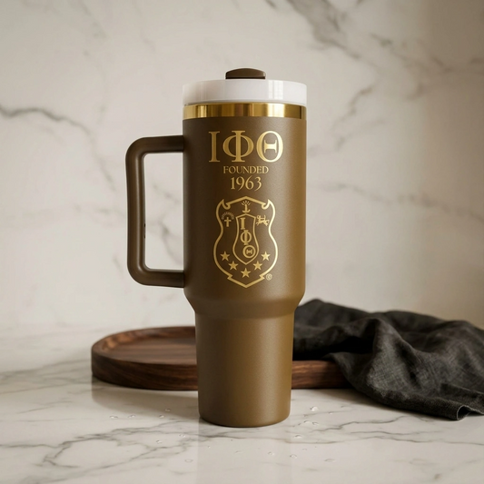 Iota Phi Theta Custom Engraved 40oz Handled Tumbler