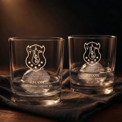 Iota Phi Theta Custom Engraved Lowball Glasses